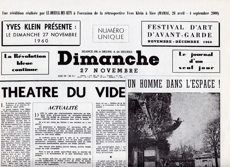 Yves Klein, Dimanche, le journal d'un seul jour- November 27, 1960
1960