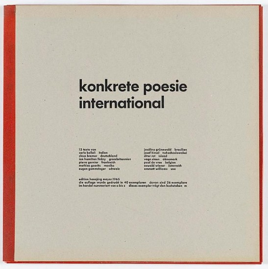 Hansjörg Mayer, Konkrete poesie international
1965